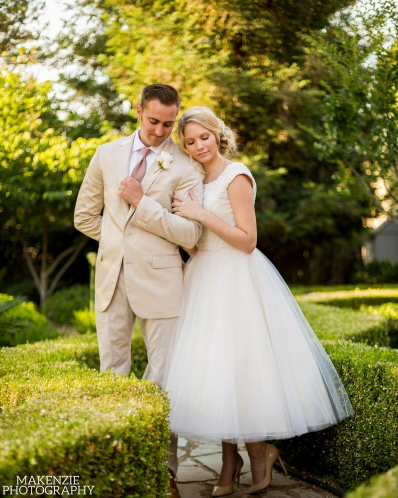Bride and groom celebrating at Leaning Oak Ranch